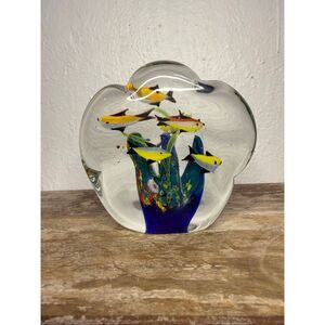 Vintage Murano? Glass Fish Aquarium Large Paperweight Sculpture Hand Blown Art
